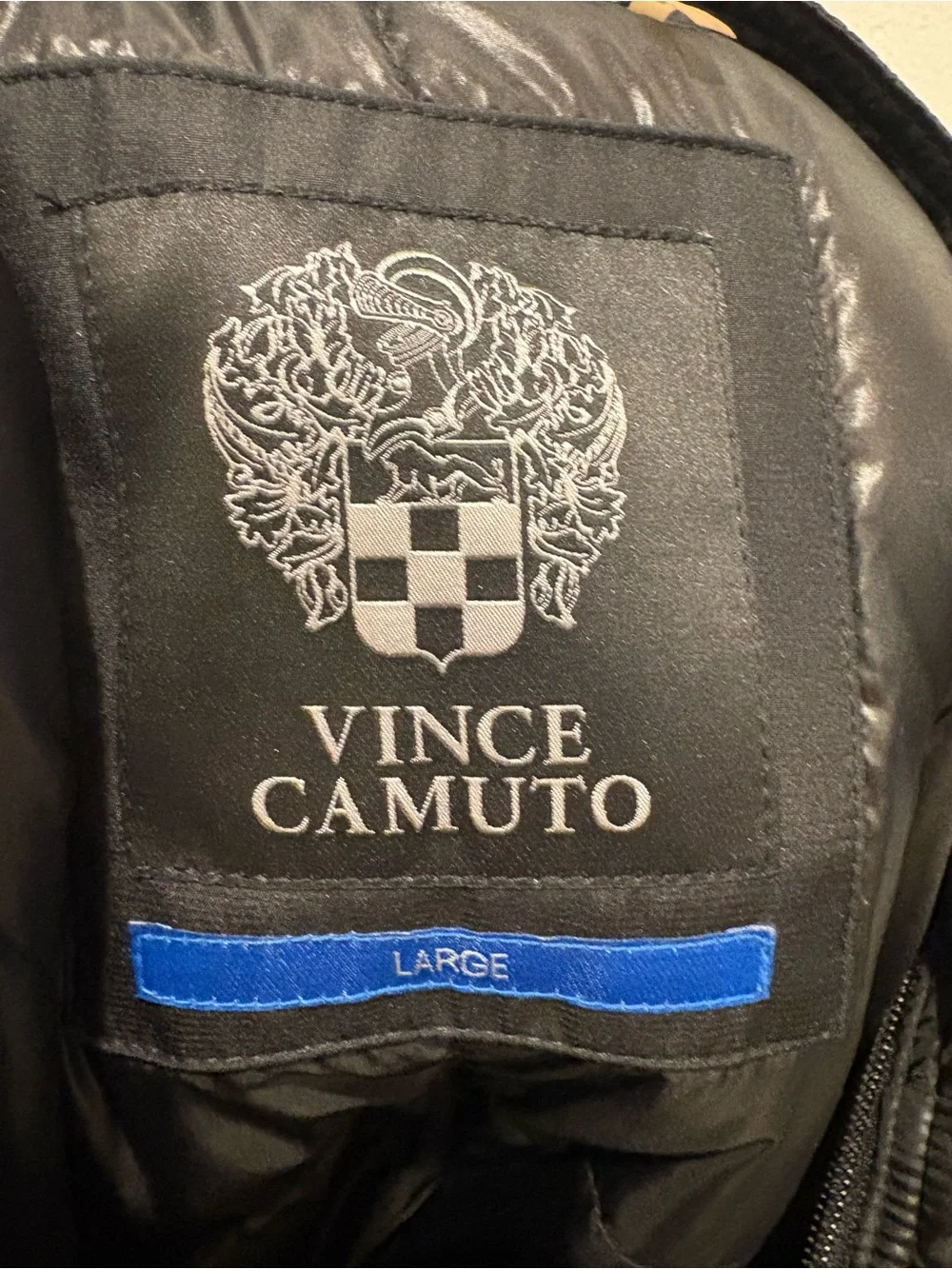 Vince Camuto Men’s Large Black Jacket Attached Quilted Bib Full Zip NWOT